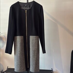 Black and White Long Sleeve Dress